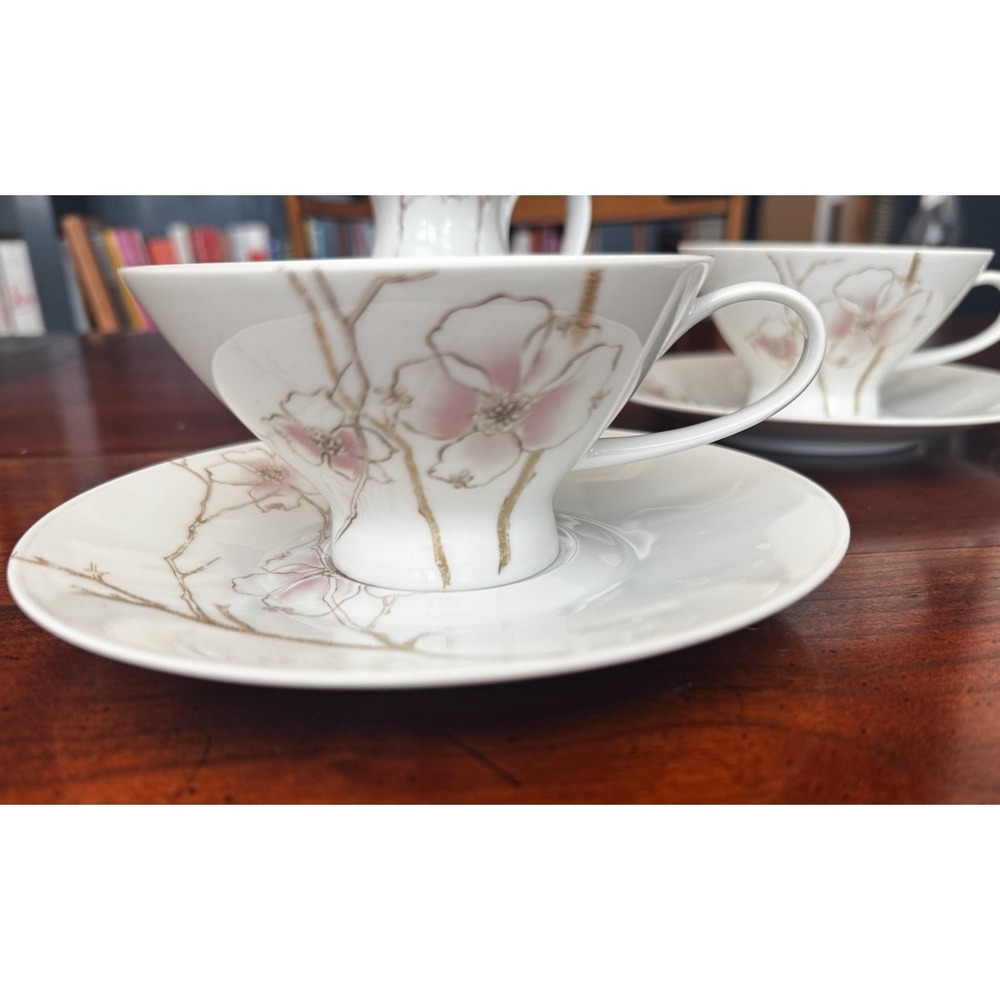 Set of 3 Tea Coffee‎ Service Cups, Saucers, Creamer Pitcher Rosenthal Blush